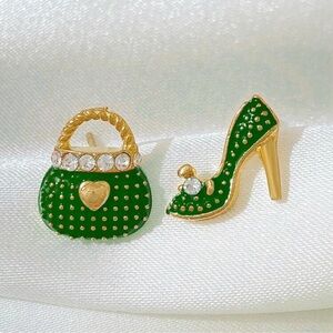 Green Shoe and Purse Earrings